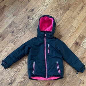 Black Winter Jacket with Pink Fleece Inside